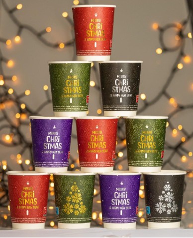 Χάρτινα Ποτήρια Διπλού Τοιχώματος 12oz-90 mm Christmas Premium Mix 4 σχέδια-Special Edition